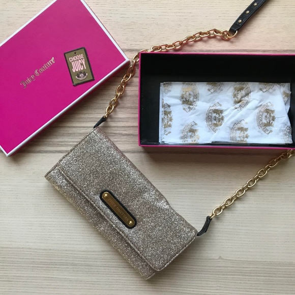 Juicy Couture Gold Glitter Crossbody Purse